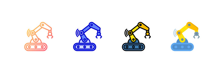 Robot icon set multiple style collection