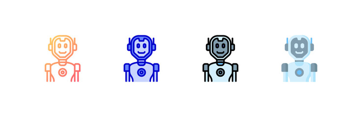 Humanoid icon set multiple style collection