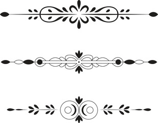 Elegant decorative dividers for design elements. Set of Vintage decorative divider. Vector set of ornate patterns for invitations, certificates, documents.