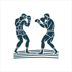 Boxing Match Silhouette: Fighters in Stance Classic Boxing Stance A fighter in a balanced guard pose
