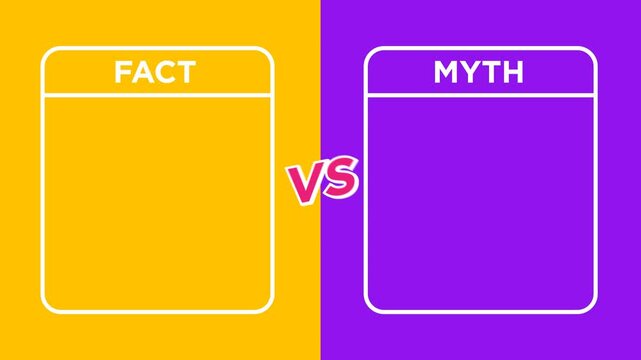 fact vs myth frame animation with copy space area for education 