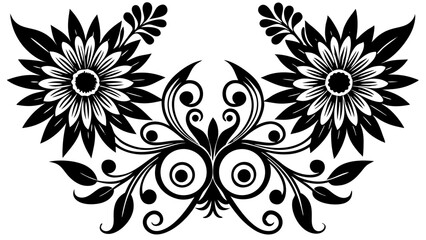 Vintage black and white floral seamless pattern with ornate botanical swirls and leaves