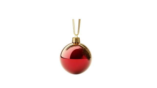Red Christmas Ornament Hanging Gold String Festive Decoration Holiday Season Winter Celebration