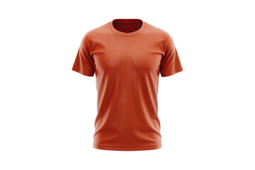 Burnt orange short sleeve t shirt mockup isolated on transparent background