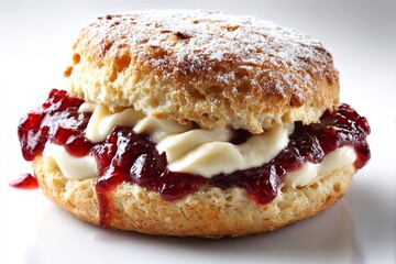Delicious raspberry jam and cream scone