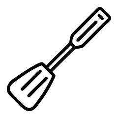 Black spatula tool vector drawing with transparent background