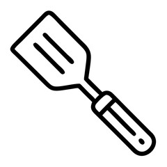 Flat spatula kitchen utensil black vector on transparent background