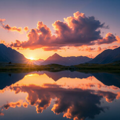 Fototapeta premium sunset over the lake