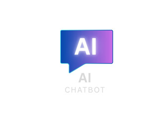 AI chatbot logo with speech bubble icon, futuristic digital assistant concept. Tech startup branding, app interface design.PNG