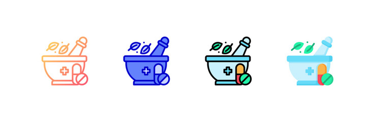 Pestle icon set multiple style collection