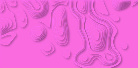 paper cut 3d render topography abstract, beautiful pink Background. geometric map relief texture with curved layers and shadow. Realistic papercut decoration textured with wavy vector design.