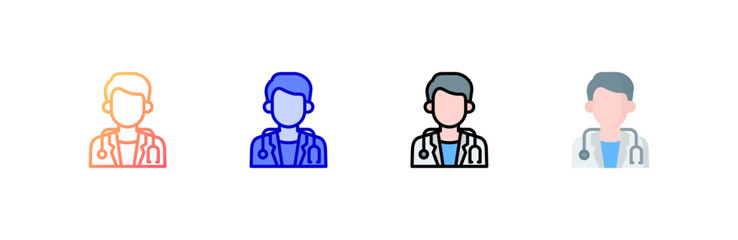 Doctor icon set multiple style collection