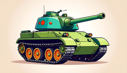 Colorful cartoon tank car with bold lines and playful design in a fun comic style-generative AI