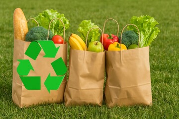 Eco Grocery Shopping with Recyclable Bags
