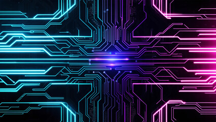 Neon Circuit Board Background for Tech and AI Projects