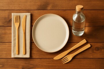 Eco-Friendly Dining Setup with Bamboo Utensils
