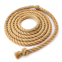 Coiled natural rope isolated on white background ready for text or design elements