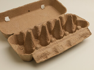 Paper egg tray or egg container on white background