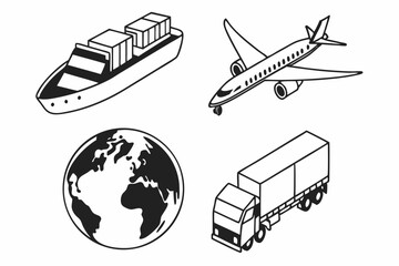 transportation icons set