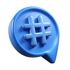 Obraz premium 3d realistic blue hashtag speech bubble icon render