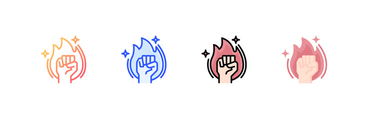 Motivation icon set multiple style collection
