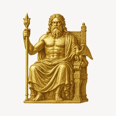 Fototapeta premium Golden Zeus statue illustration