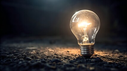 light bulb on black background