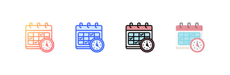 Schedule icon set multiple style collection