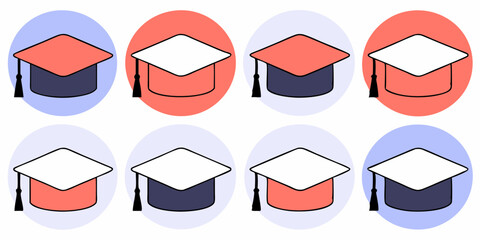 Graduation Caps Design Set Perfect for Education Branding and Website Logos