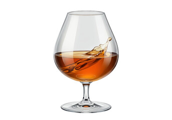 Isolated Glass of Amber Cognac with Splash