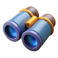 Cartoon binoculars 3d render isolated on transparent background