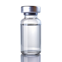 Clear glass vaccine vial isolated on transparent background