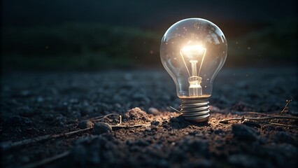 light bulb on black background