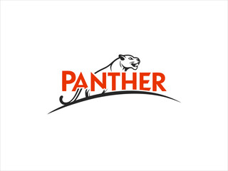 Black Panther Vector Illustration Red Text Logo Design Fierce Animal Graphic White Background