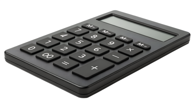 Black calculator isolated on transparent background - Powered by Adobe