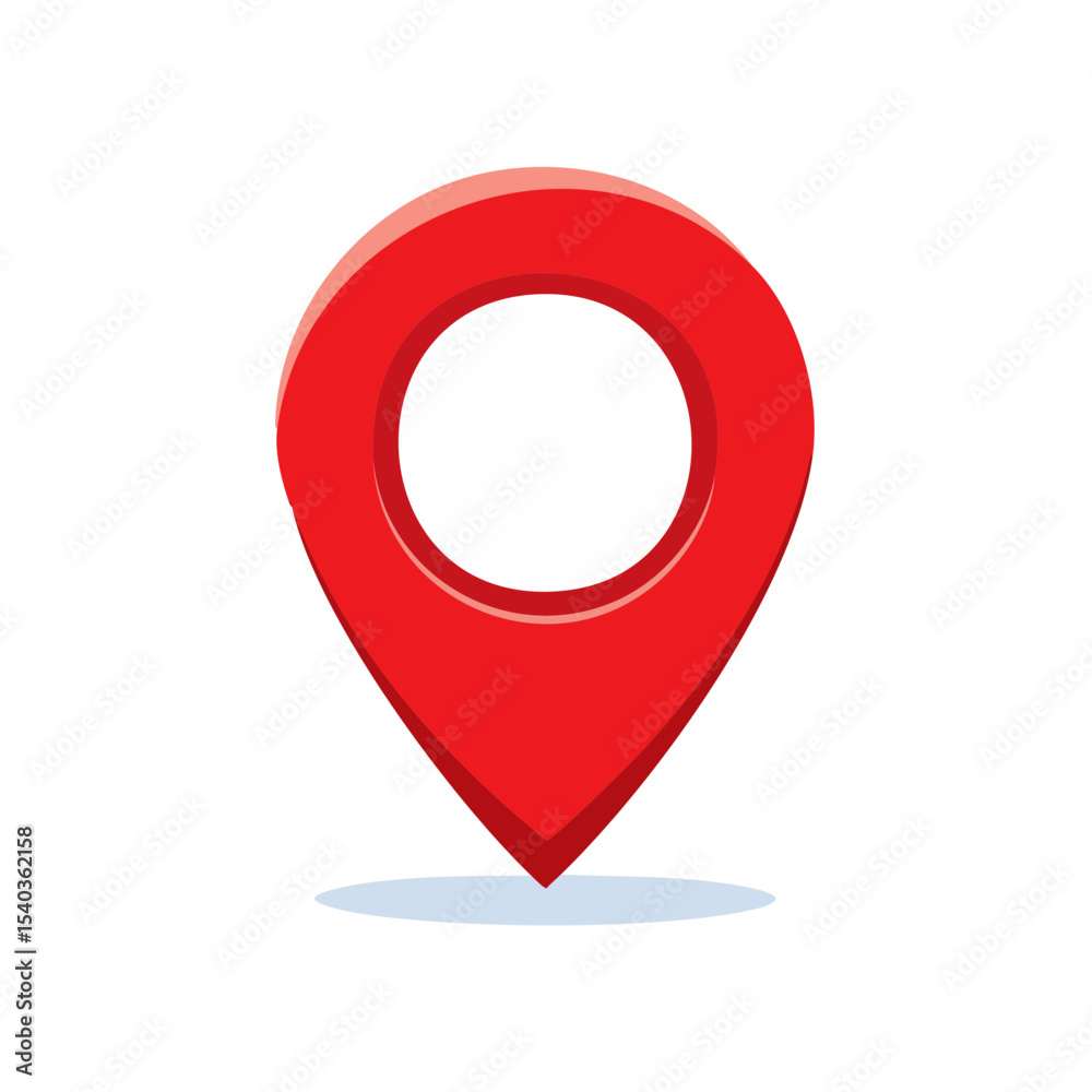 Poster bright red location pin pointer icon for maps destination navigation application web design user int