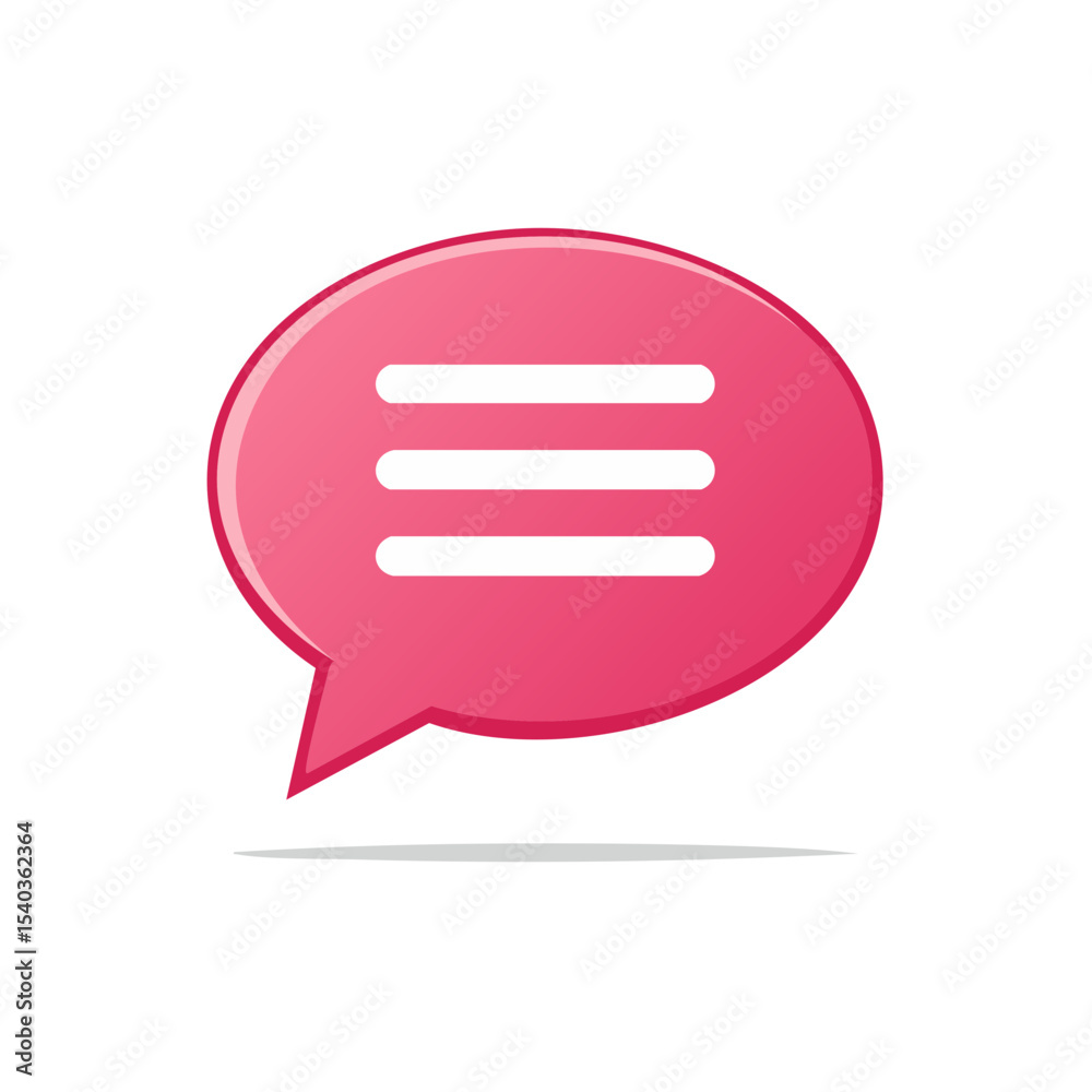 Fototapete pink speech bubble with horizontal lines representing text for communication and messages illustrati