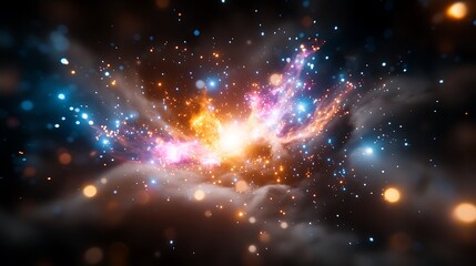 Fototapeta premium Cosmic Whirlpool with Vibrant Stars and Nebula in Deep Space with Luminous Clouds and Mysterious Night Sky Backdrop