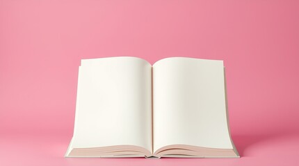 Looping stop-motion of blank book pages turning over a vibrant pink textured background. Creamy white pages with hand-cut look create smooth, seamless, vintage-style motion.

