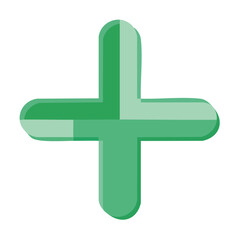 Obraz premium Green Plus Sign Illustration in Minimalist Style Simple Addition Symbol Concept