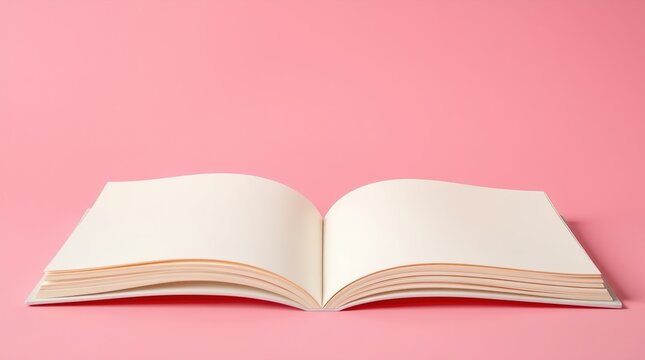 Looping stop-motion of blank book pages turning over a vibrant pink textured background. Creamy white pages with hand-cut look create smooth, seamless, vintage-style motion.

