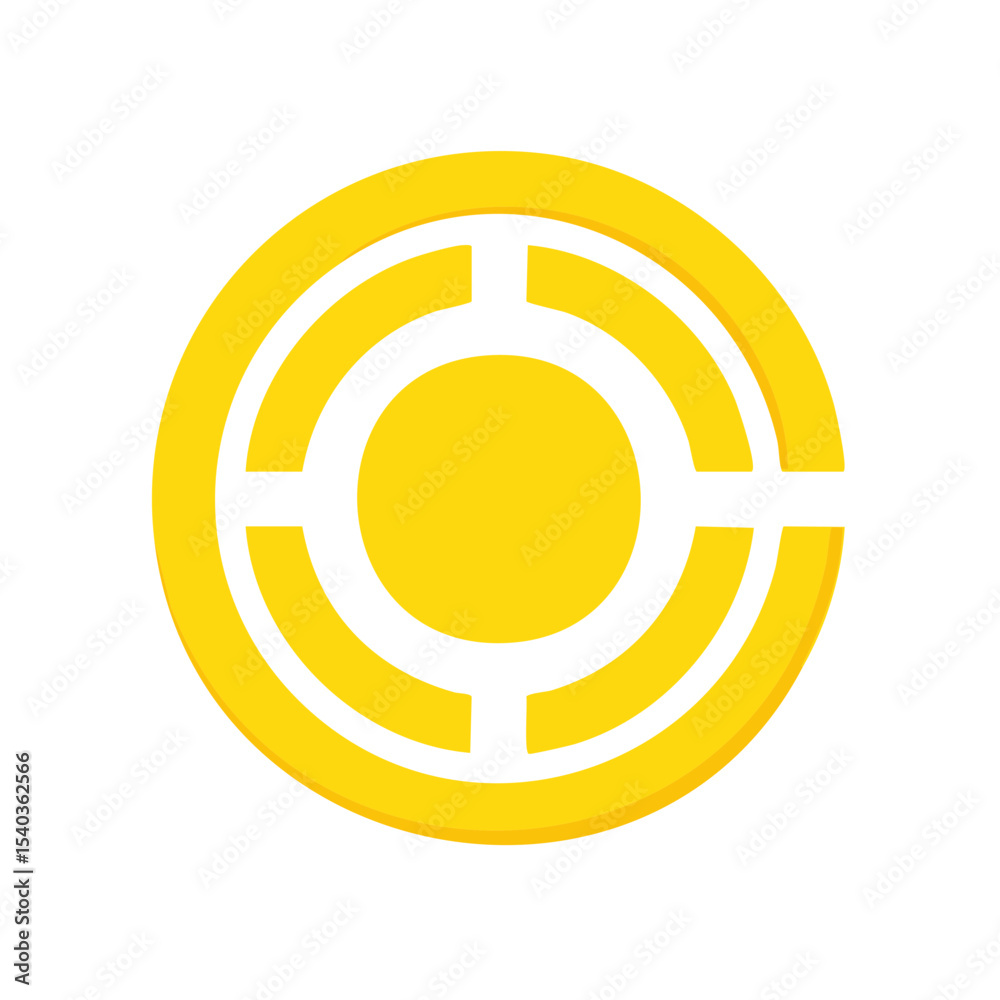 Poster golden concentric circles with intersections: abstract design element on black