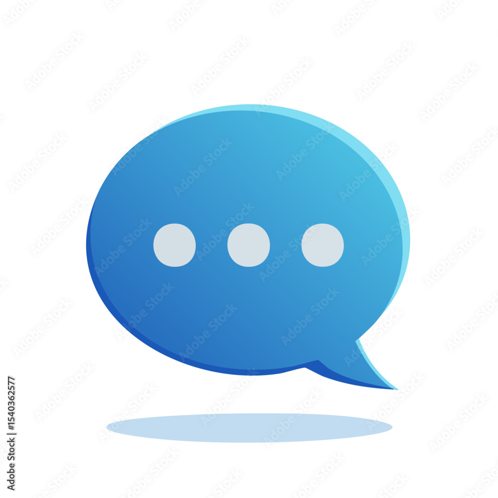 Poster blue speech bubble with ellipsis points for messaging notifications and web design