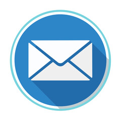 Blue Circle Email Symbol Icon with Shadow for Online Communication and Digital Messaging