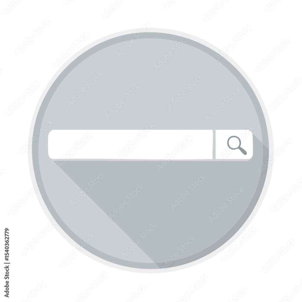 Poster search bar icon button minimalist design for websites and apps with gray circle frame and magnifying