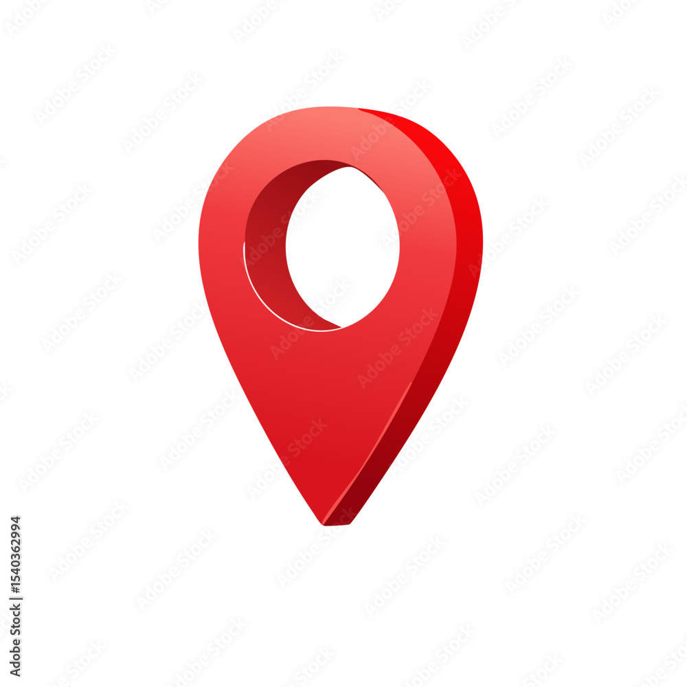Poster red location pin icon graphic design element 3d style on black background for maps and navigation ap