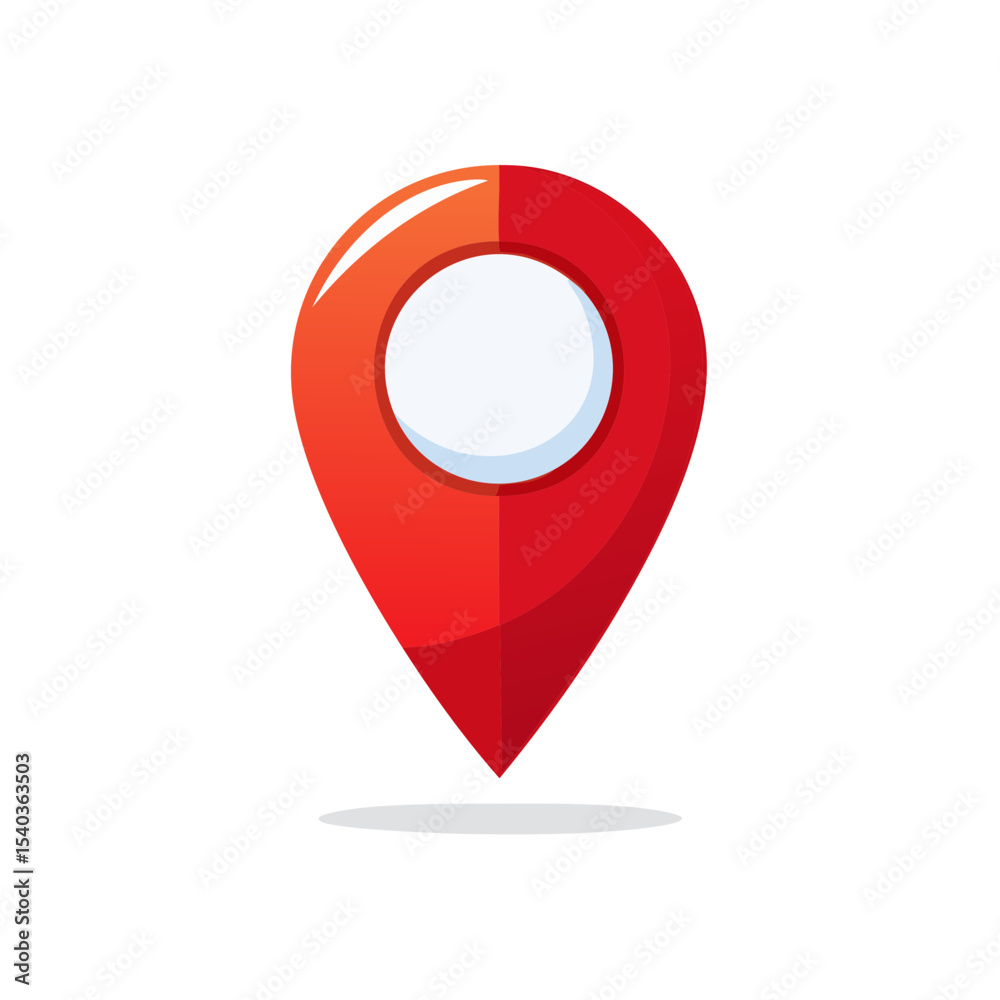 Poster red map pointer icon for navigation on black background location marker for gps mobile app with shad