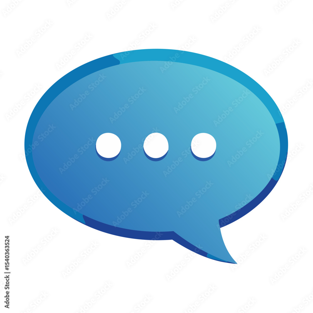 Poster blue speech bubble with three dots suggesting message pending or typing indicator