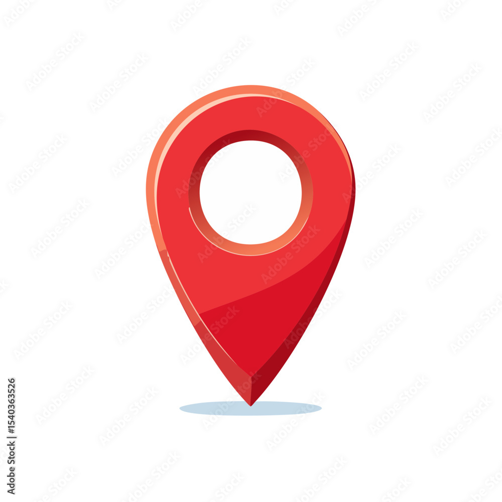 Poster red location pointer illustration indicating navigation and map search with clipping path on isolate
