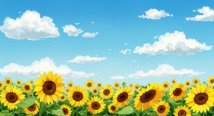 Fototapeta premium Sunny sunflower field background